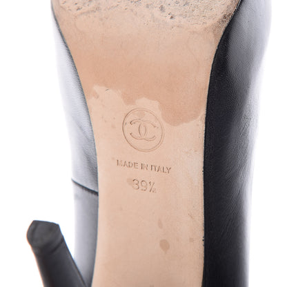 Chanel Lambskin Patent Cap Toe CC Pumps 39.5 Black 9 of 14