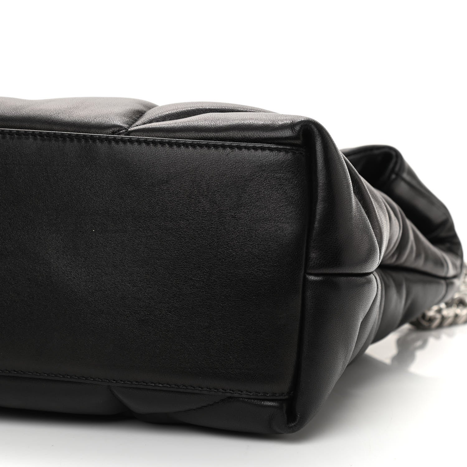 Saint Laurent Lambskin Quilted Medium Loulou Puffer Monogram Chain Satchel Black 10 of 10