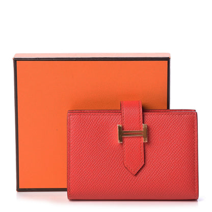 Hermes Epsom Bearn Card Holder Wallet Rouge Tomate 7 of 7