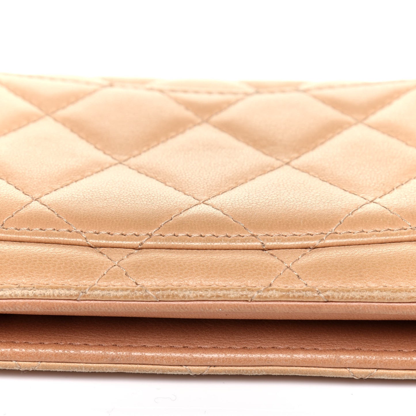 Lambskin Quilted Yen Wallet Beige