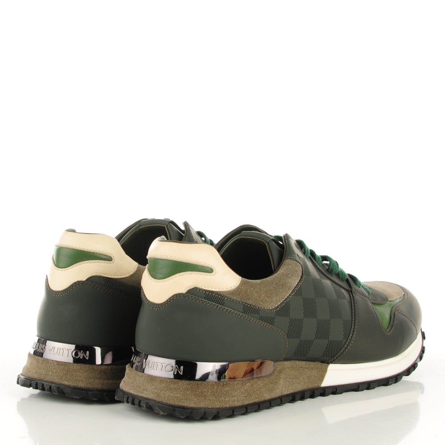 Louis Vuitton Suede Damier Run Away Sneakers 11 Vert 4 of 8