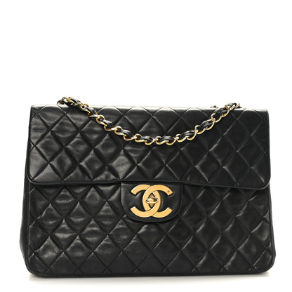 Chanel Lambskin Quilted XL Jumbo Single Flap Black 1 of 11