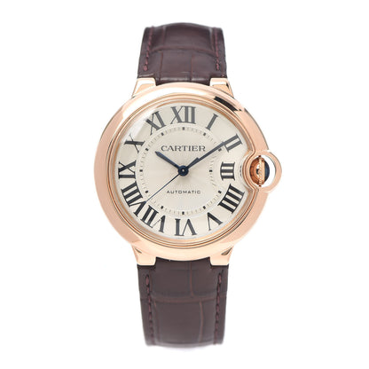 Cartier 18K Pink Gold Alligator 36mm Ballon Bleu De Cartier Automatic Watch 1 of 7