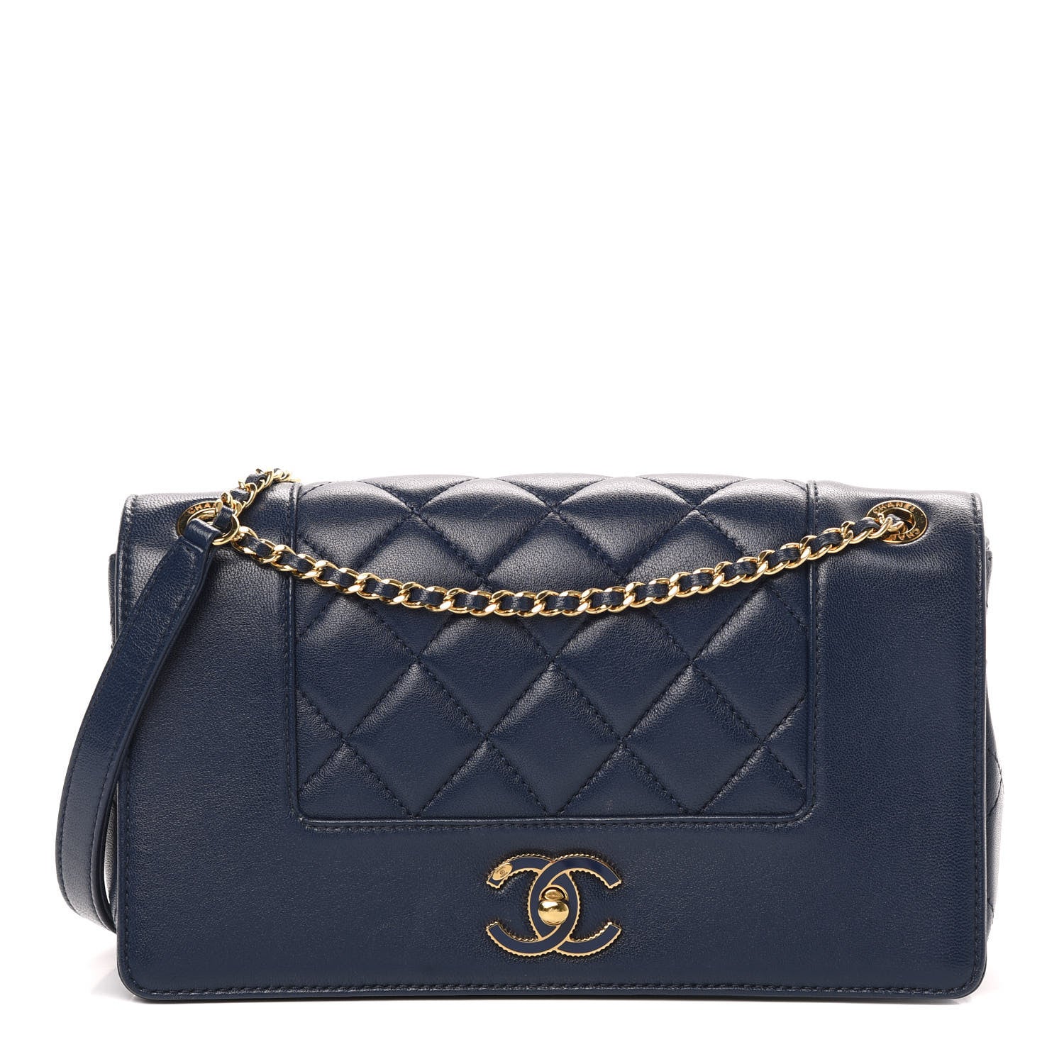 Chanel Sheepskin Quilted Medium Vintage Mademoiselle Flap Dark Navy 1 of 12