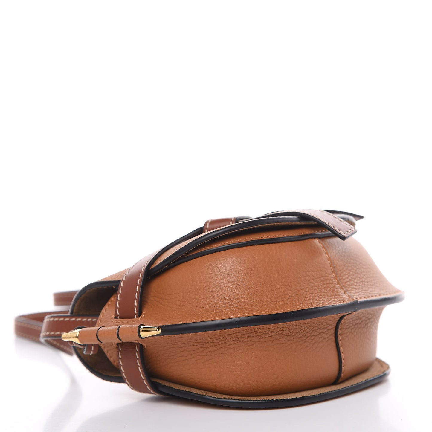 Grained Calfskin Mini Gate Crossbody Bag Caramel Pecan