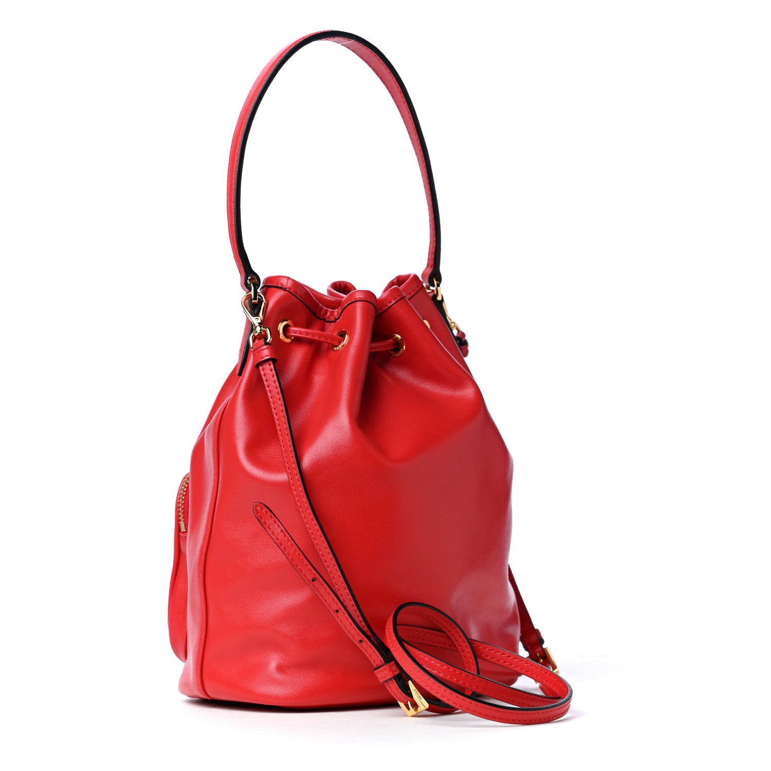 Prada Soft Calfskin Saffiano Mini Bucket Crossbody Bag Lacca 2 of 4