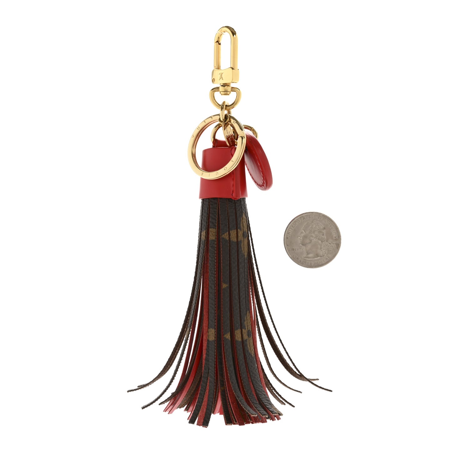 Monogram Tassel Bag Charm Red