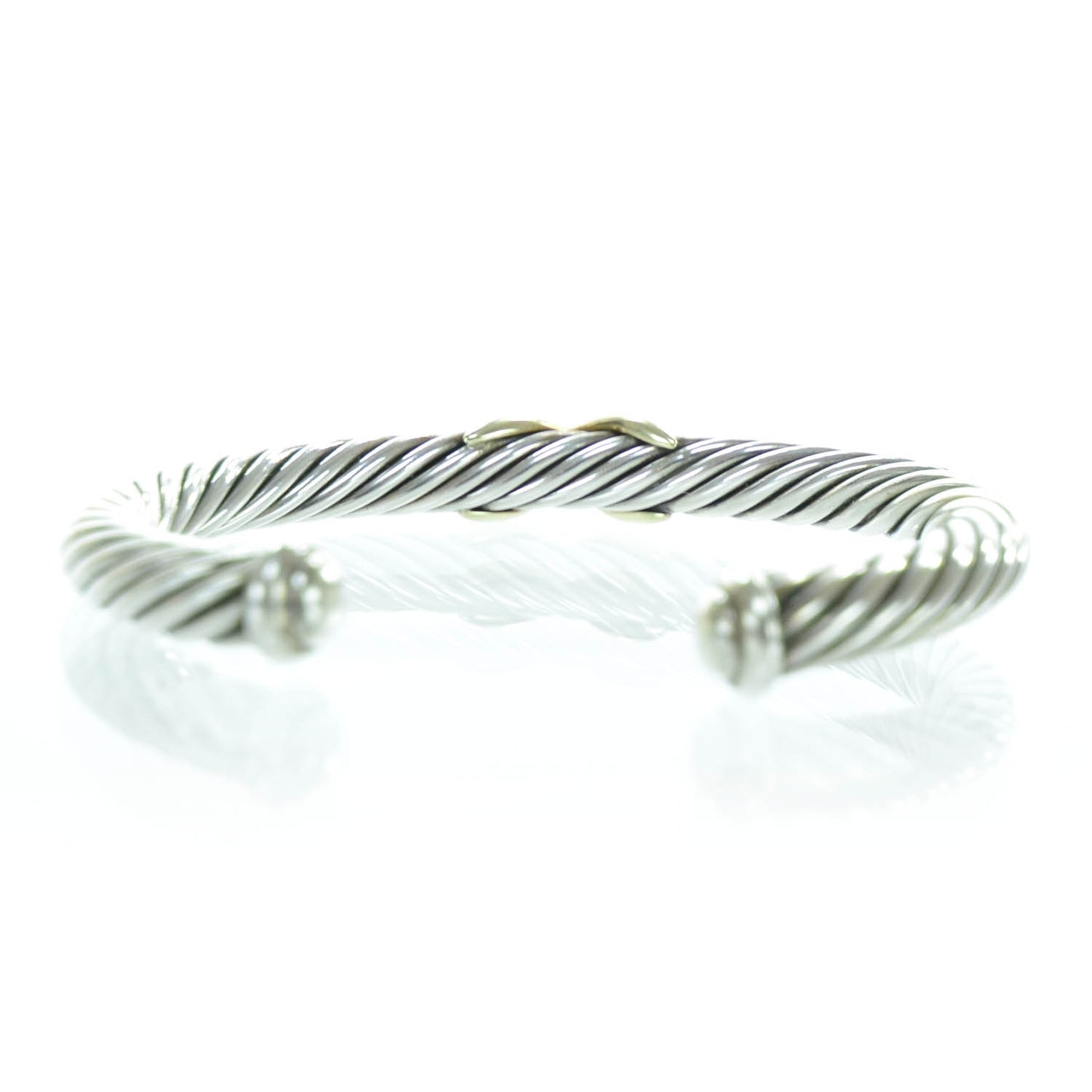 Sterling Silver and 14k Gold X Cuff