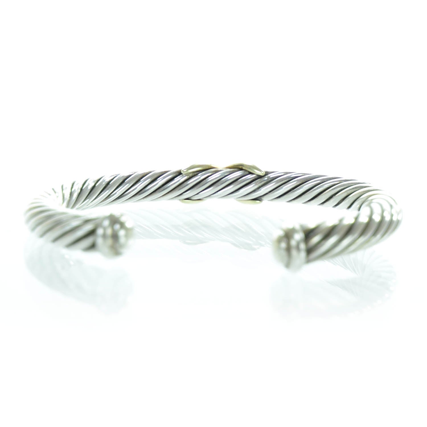David Yurman Sterling Silver and 14k Gold X Cuff 2 of 5