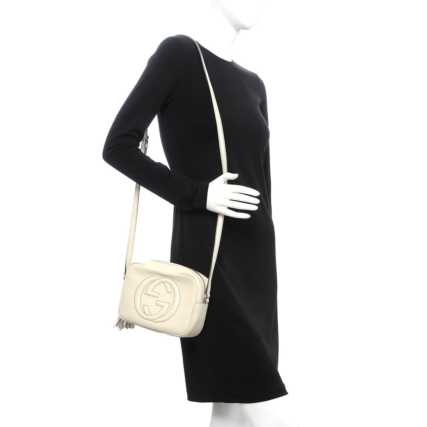 Pebbled Calfskin Small Soho Disco Bag Off White