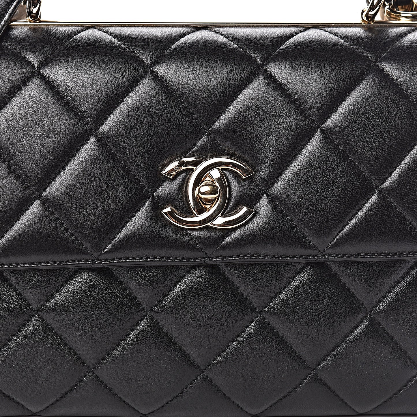 Lambskin Quilted Small Trendy CC Dual Handle Flap Bag Black