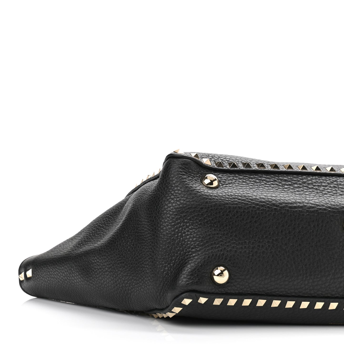 Pebbled Calfskin Medium Rockstud Tote Black