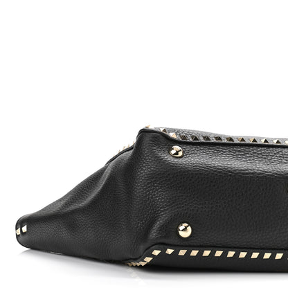 Valentino Garavani Pebbled Calfskin Medium Rockstud Tote Black 7 of 9