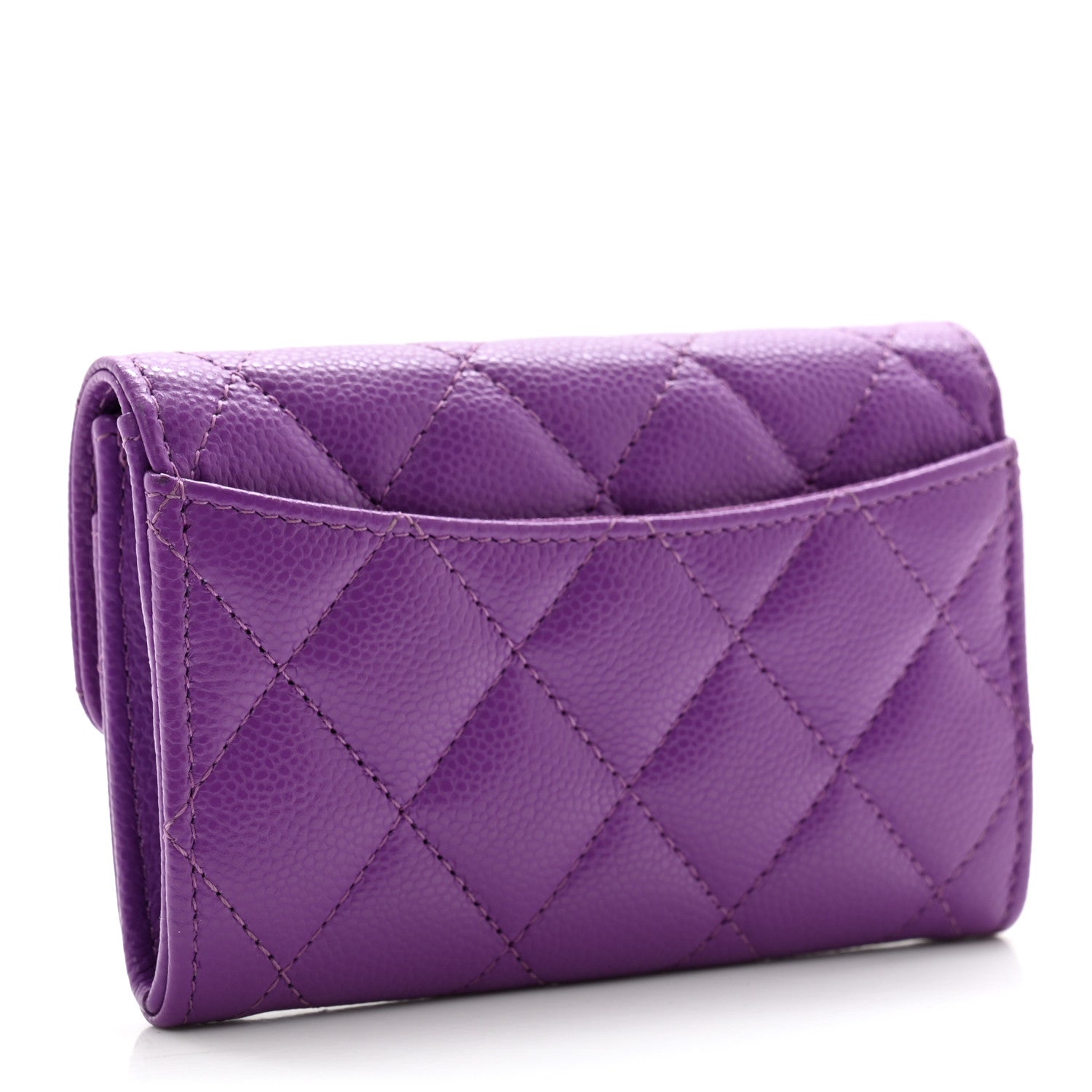 Chanel Caviar Quilted Flap Card Holder Wallet Purple 2 of 7