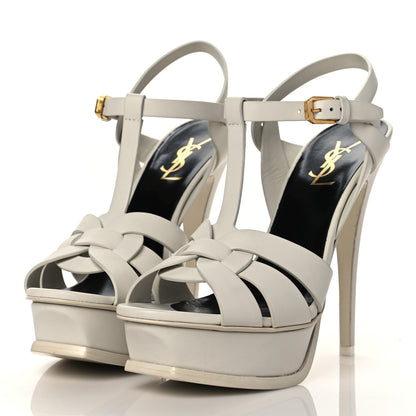 Saint Laurent Calfskin Tribute 105 Platform Sandals 38.5 Porcellana 3 of 13