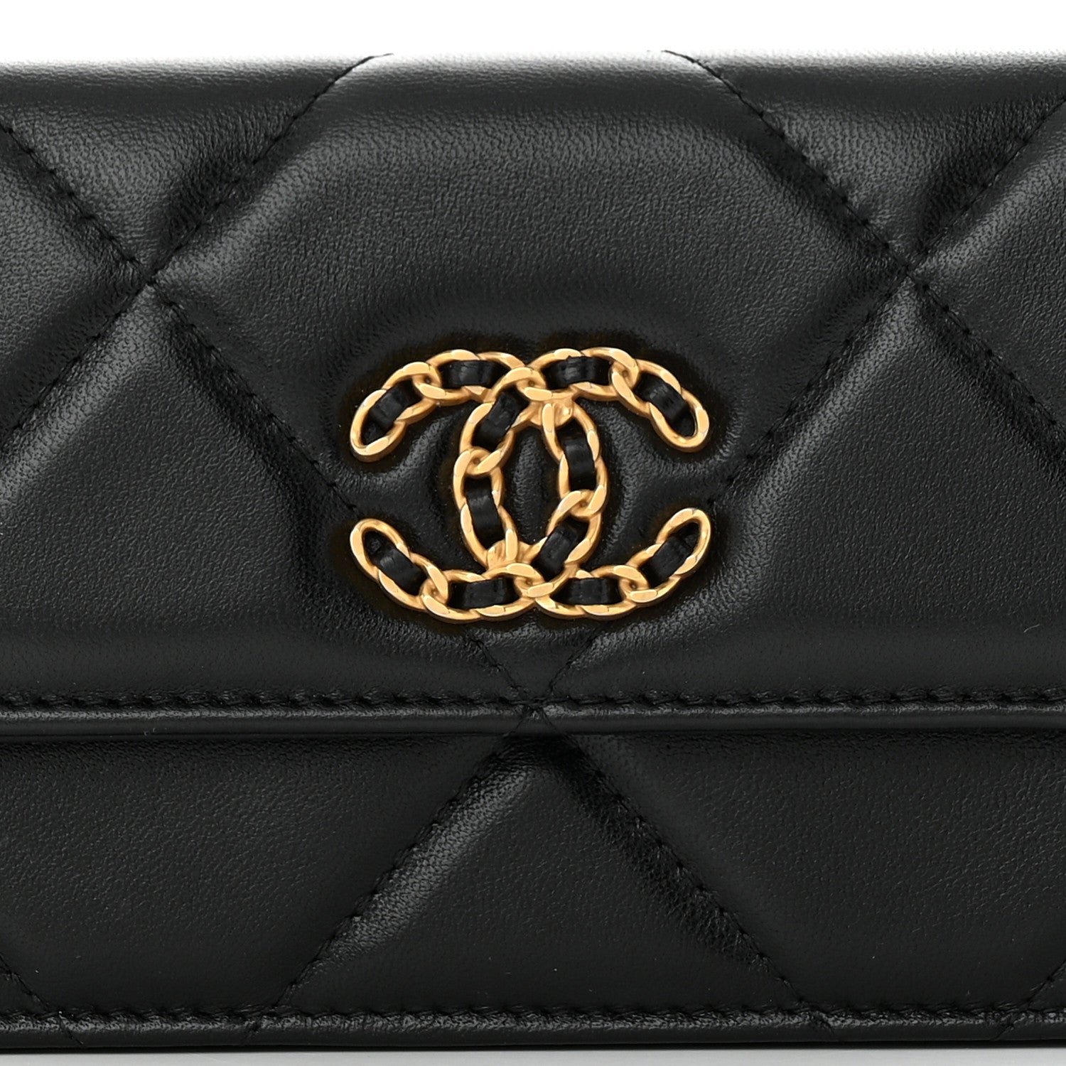 Chanel Lambskin Quilted Chanel 19 Belt Phone Holder Bag Black 9 of 13