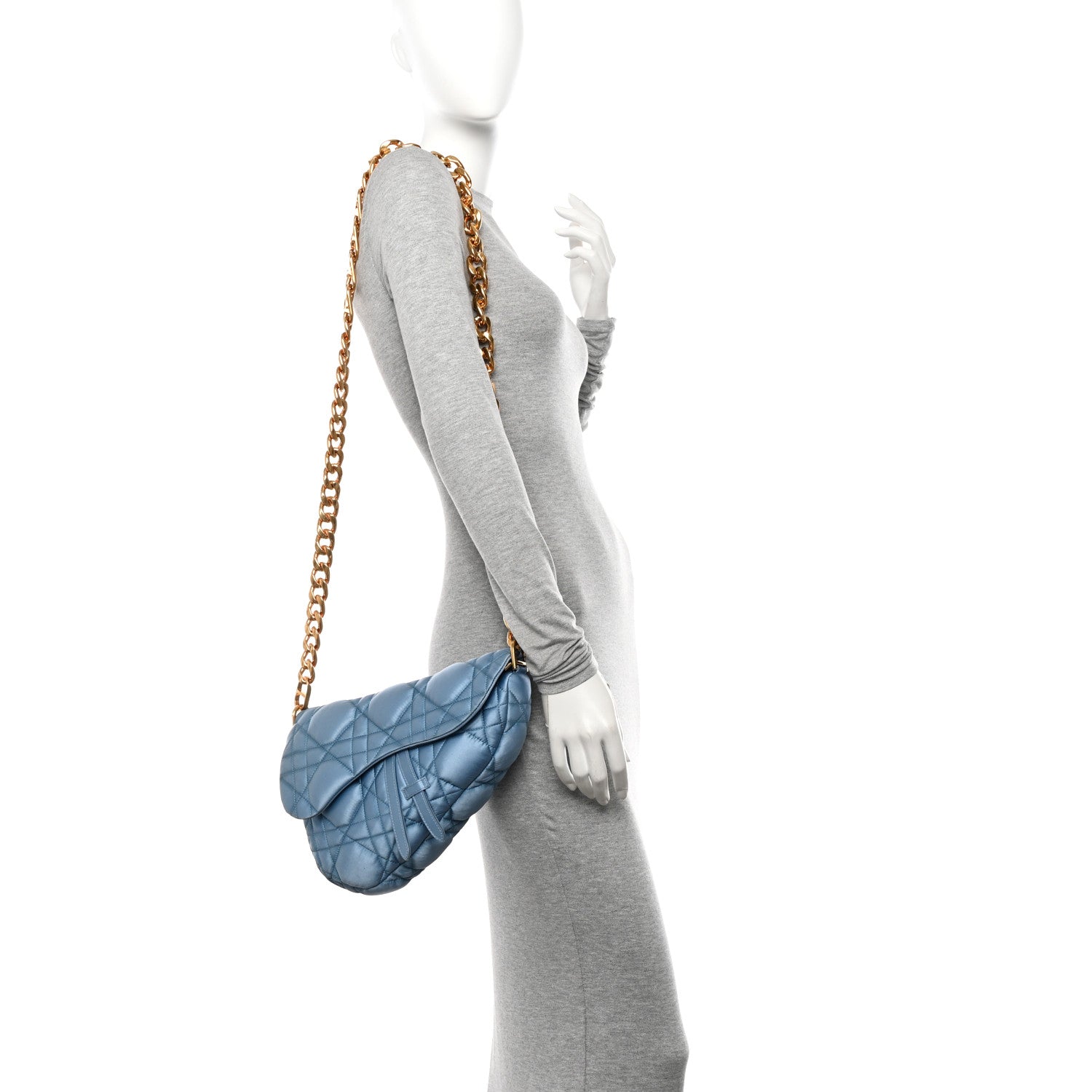 Christian Dior X ERL Satin Cannage Micro Venice Saddle Bag Blue 2 of 14
