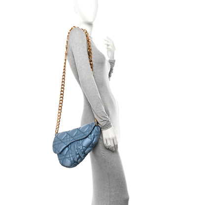 Christian Dior X ERL Satin Cannage Micro Venice Saddle Bag Blue 2 of 14