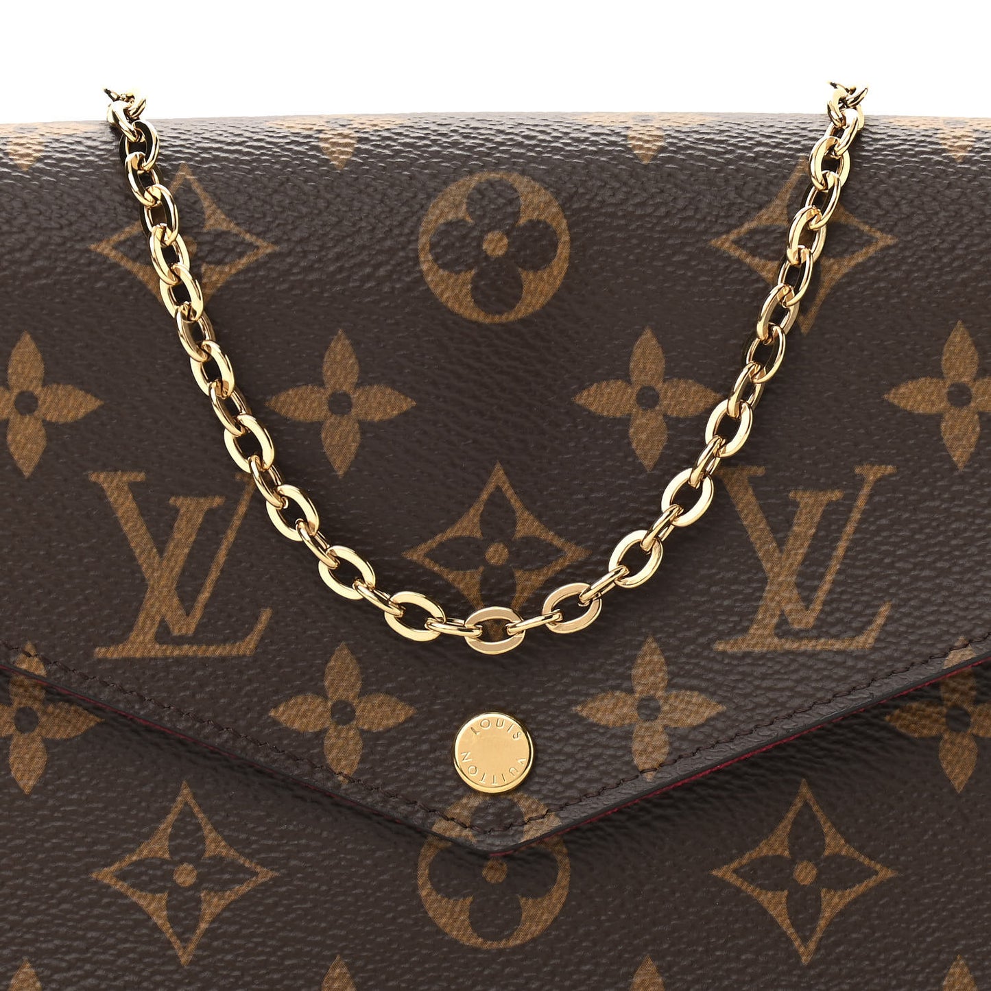 Monogram Pochette Felicie Chain Wallet Fuchsia