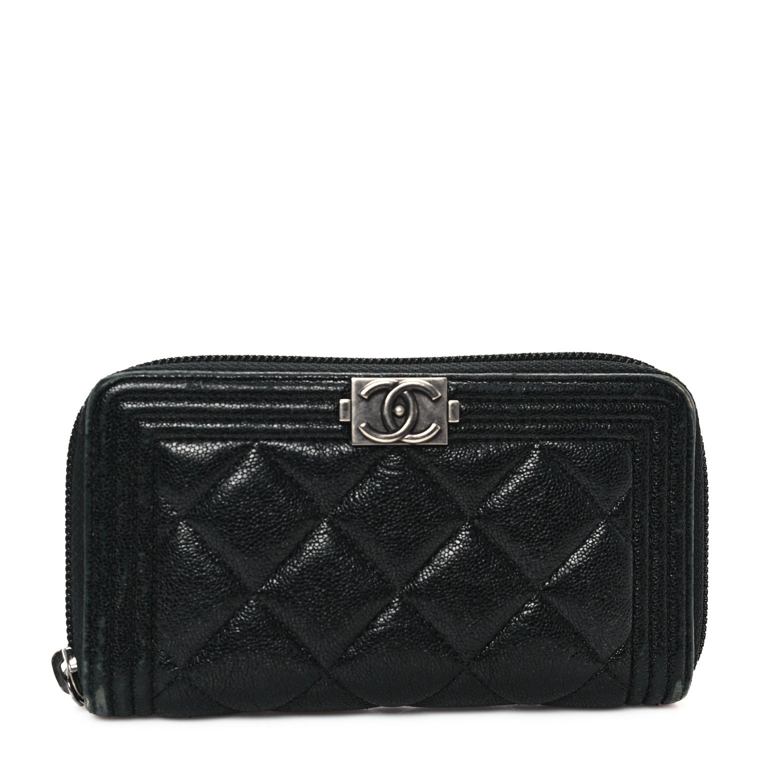 Chanel Caviar Quilted Small Boy Zip Around Wallet Black 1 of 9