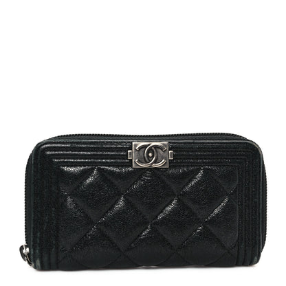 Chanel Caviar Quilted Small Boy Zip Around Wallet Black 1 of 9