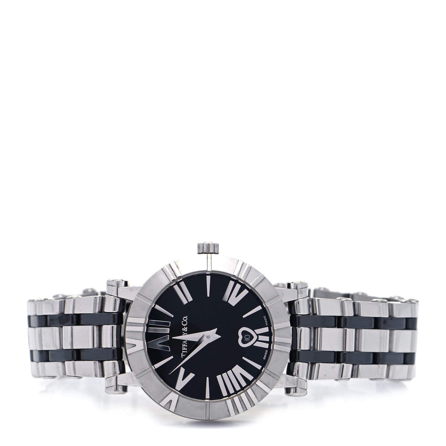 Stainless Steel Ceramic 30mm Atlas Quartz Watch Black