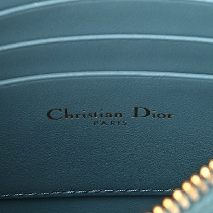 Christian Dior Calfskin Cannage Caro Zipped Pouch With Chain Cloud Blue 8 of 14