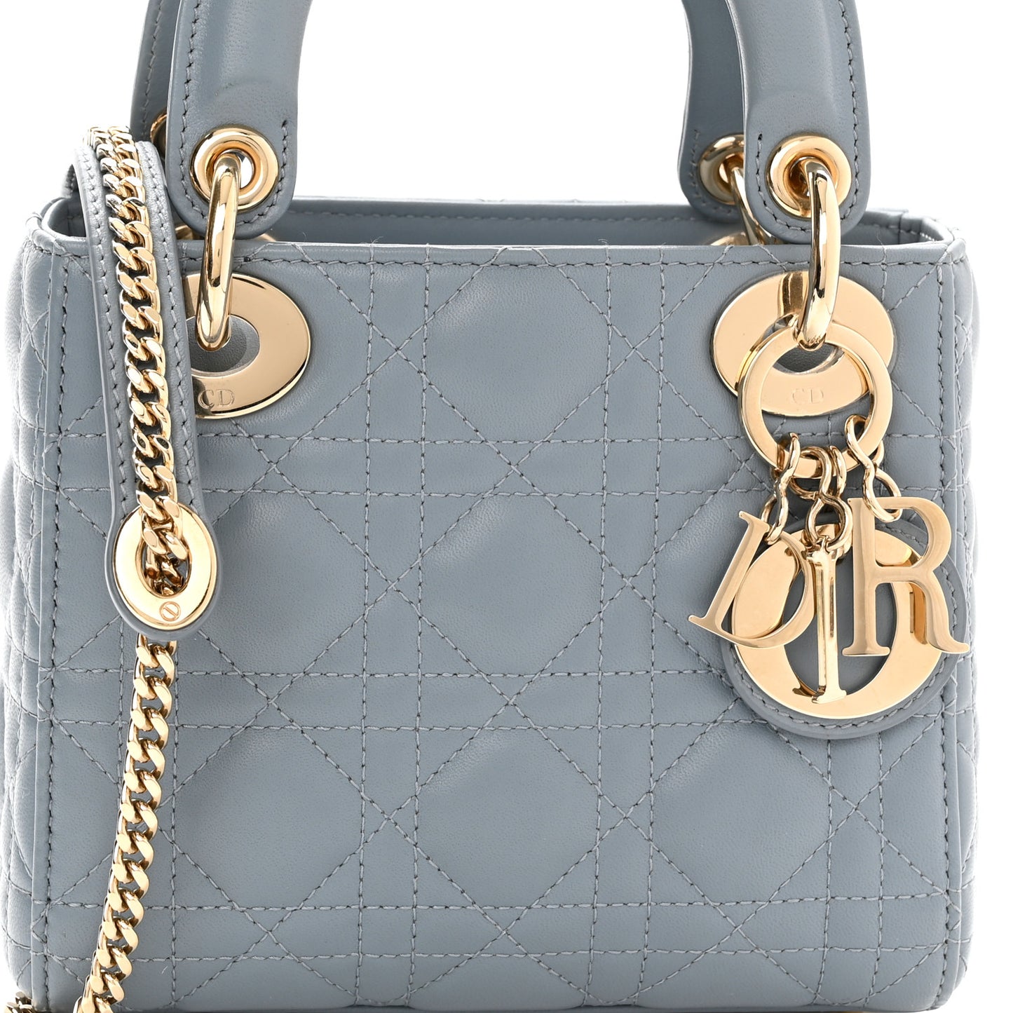 Lambskin Cannage Mini Lady Dior Cloud Blue