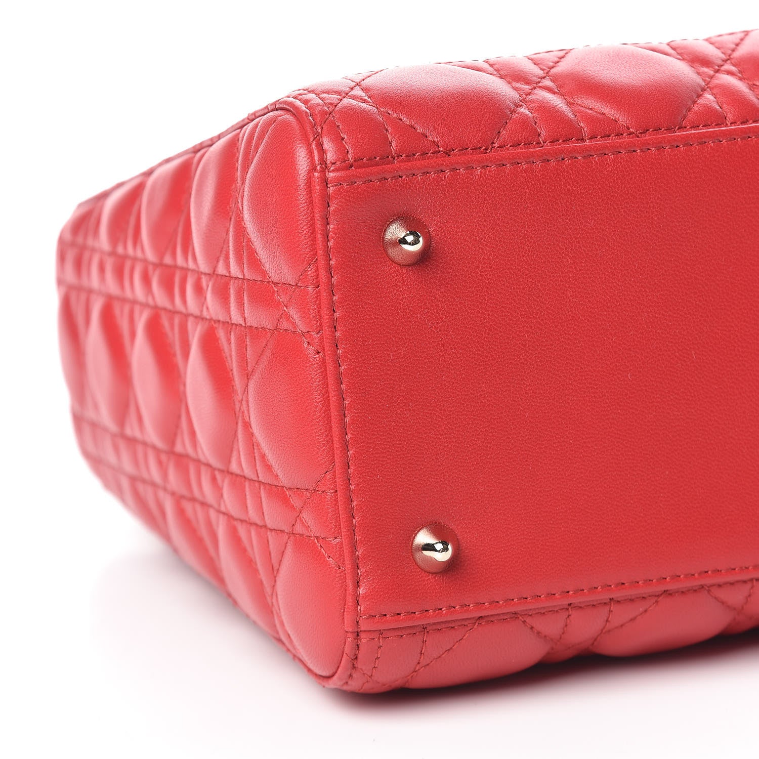 Christian Dior Lambskin Cannage Medium Lady Dior Red 8 of 11