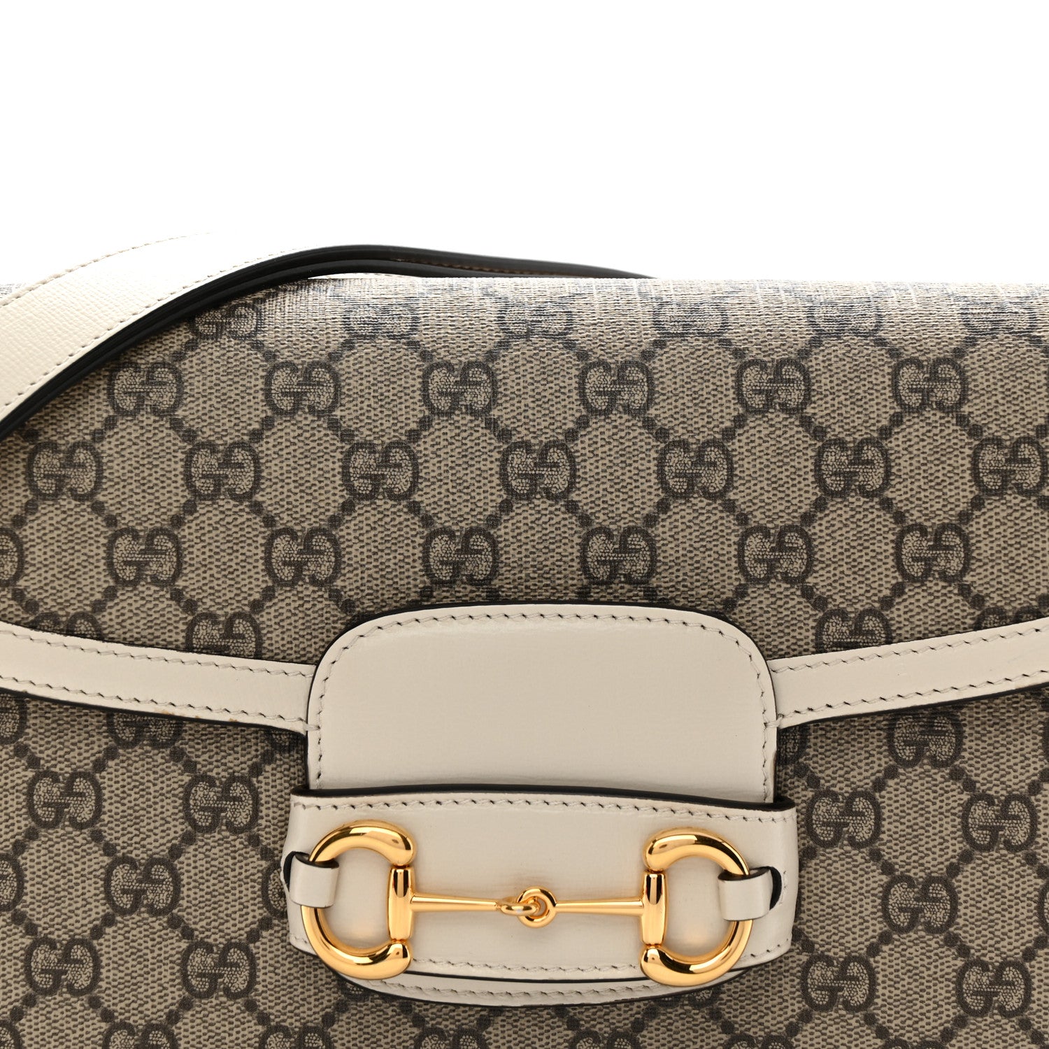Gucci GG Supreme Monogram Horsebit 1955 Shoulder Bag Beige Mystic White 8 of 10