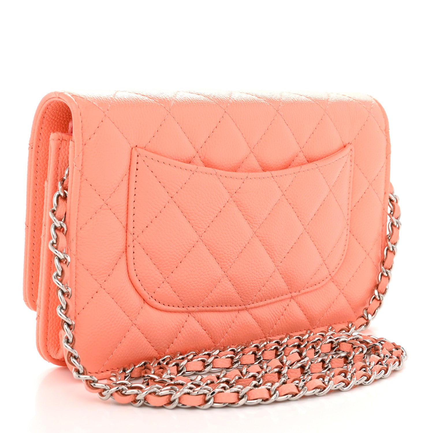 Chanel Caviar Quilted Wallet on Chain WOC Coral 3 of 12