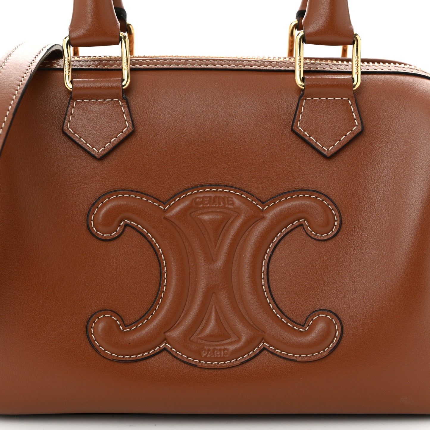Smooth Calfskin Triomphe Small Boston Bag Tan