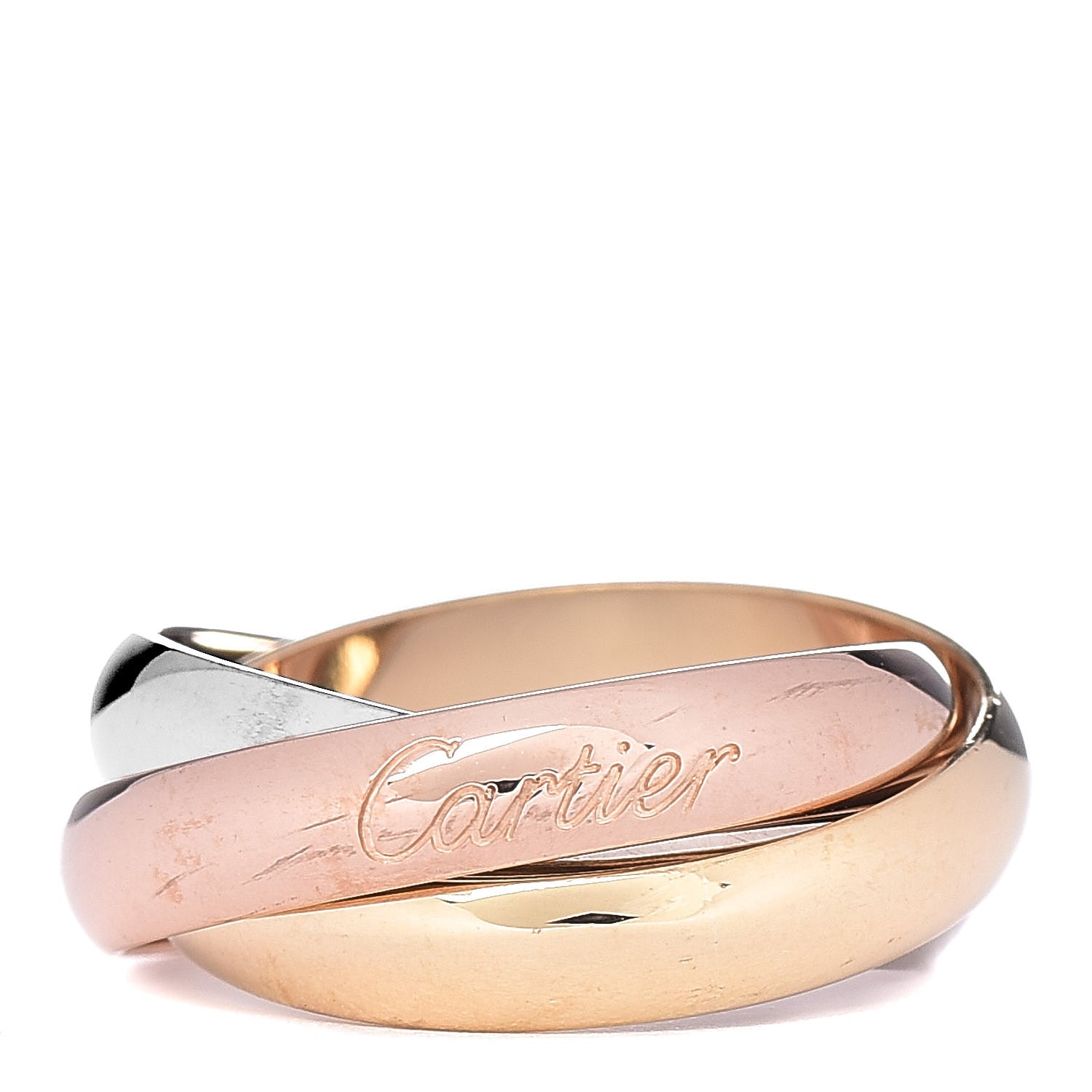 Cartier 18K Pink Yellow White Gold Classic Trinity Ring 49 4.75 1 of 5