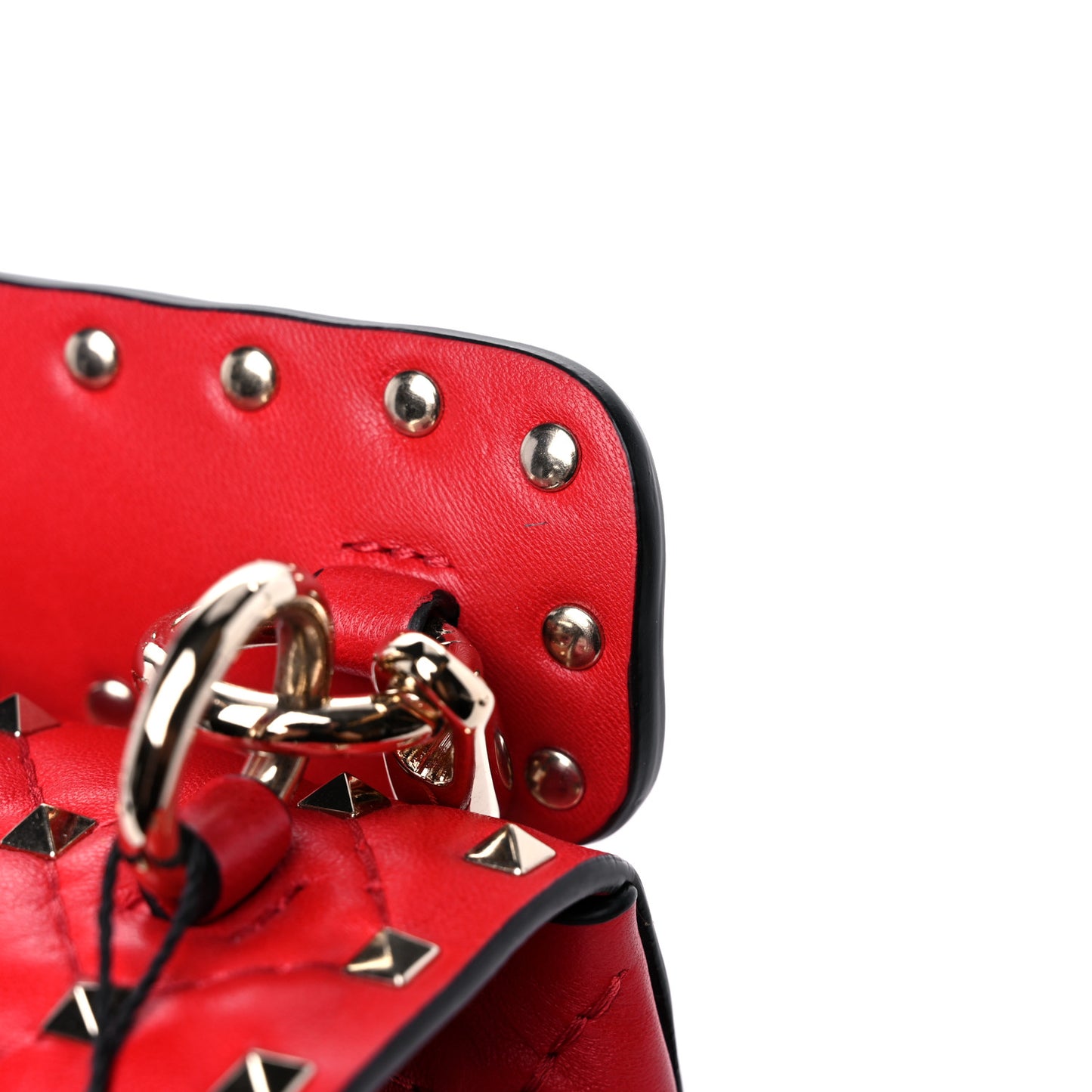 Lambskin Medium Rockstud Spike Shoulder Bag Red