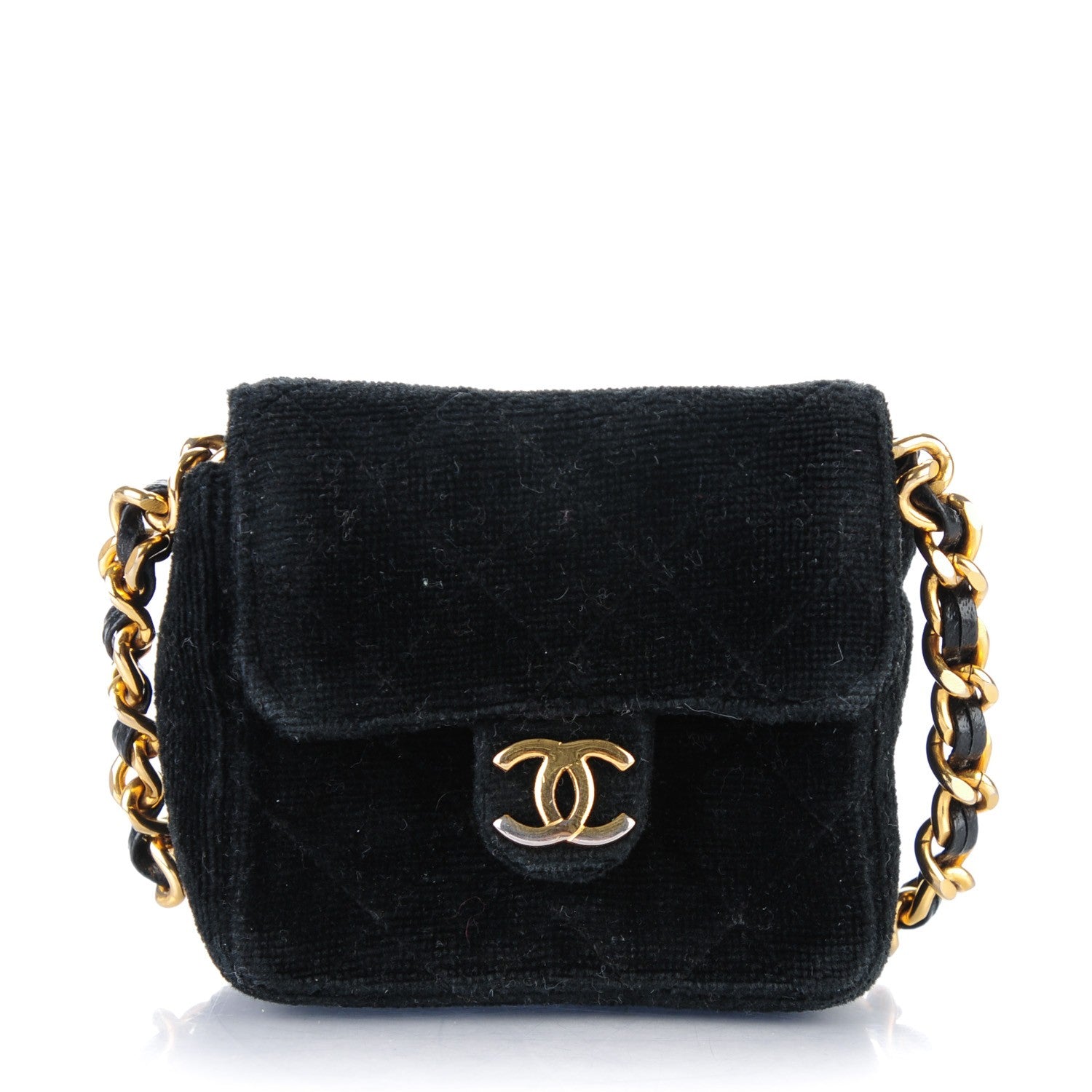 Chanel Velvet Quilted Micro Mini Flap Black 1 of 7