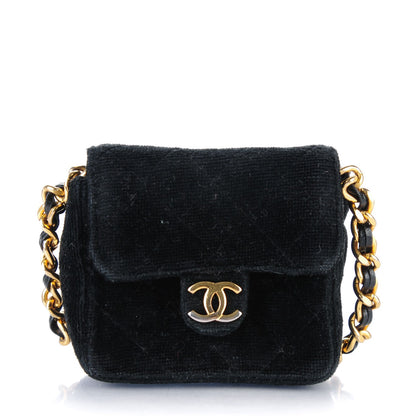 Chanel Velvet Quilted Micro Mini Flap Black 1 of 7