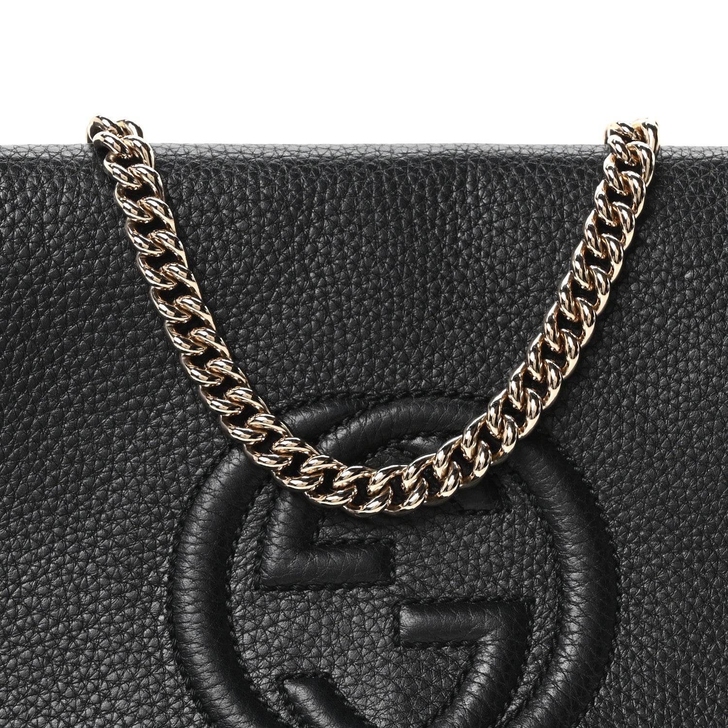 Gucci Pebbled Calfskin Medium Soho Flap Crossbody Black 8 of 10