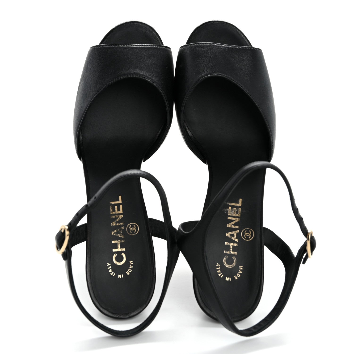 Chanel Lambskin Platform Sandals 40 Black 2 of 13