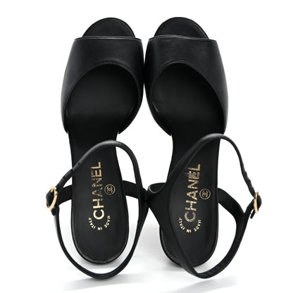 Chanel Lambskin Platform Sandals 40 Black 2 of 13