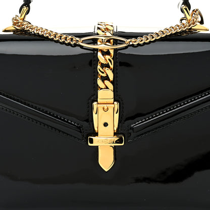 Gucci Mousse Top Patent Mini Sylvie 1969 Top Handle Bag Black 8 of 10