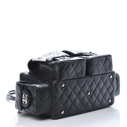 Chanel Calfskin Quilted Small Cambon Multipocket Reporter Black White 4 of 13
