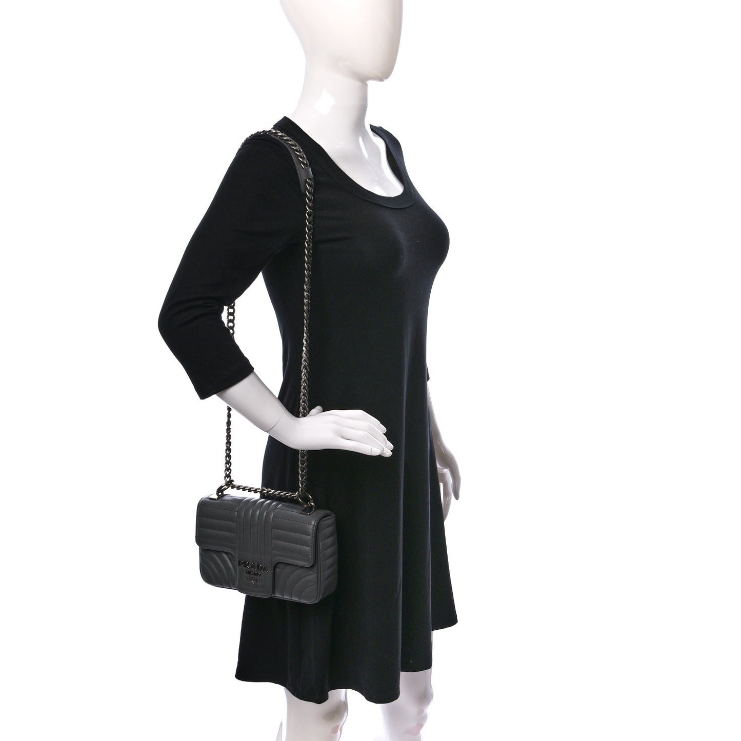 Soft Calfskin Impunture Diagramme Small Chain Flap Shoulder Bag Marmo