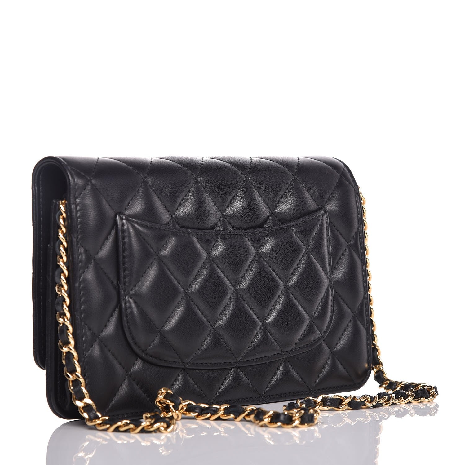 Chanel Lambskin Quilted Wallet On Chain WOC Black 3 of 8