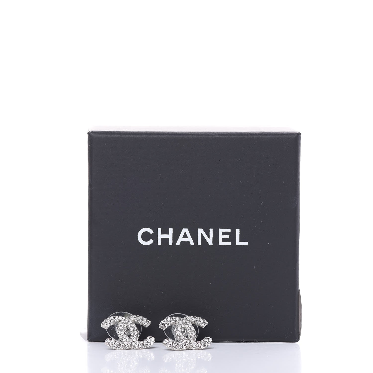 Chanel Crystal CC Earrings Silver 5 of 5