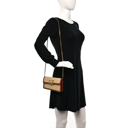 Valentino Garavani Raffia VLogo Wallet on Chain Naturale Saddle Brown 2 of 8