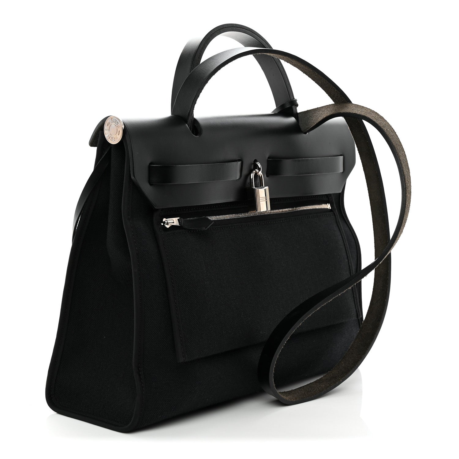 Hermes Military Toile Vache Hunter Herbag Zip PM 31 Black 1886288