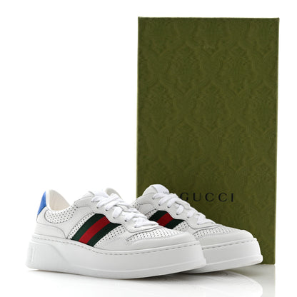 Gucci Calfskin Web Perforated Womens Platform 55mm Sneakers 38.5 White Bright Splash 9 of 9