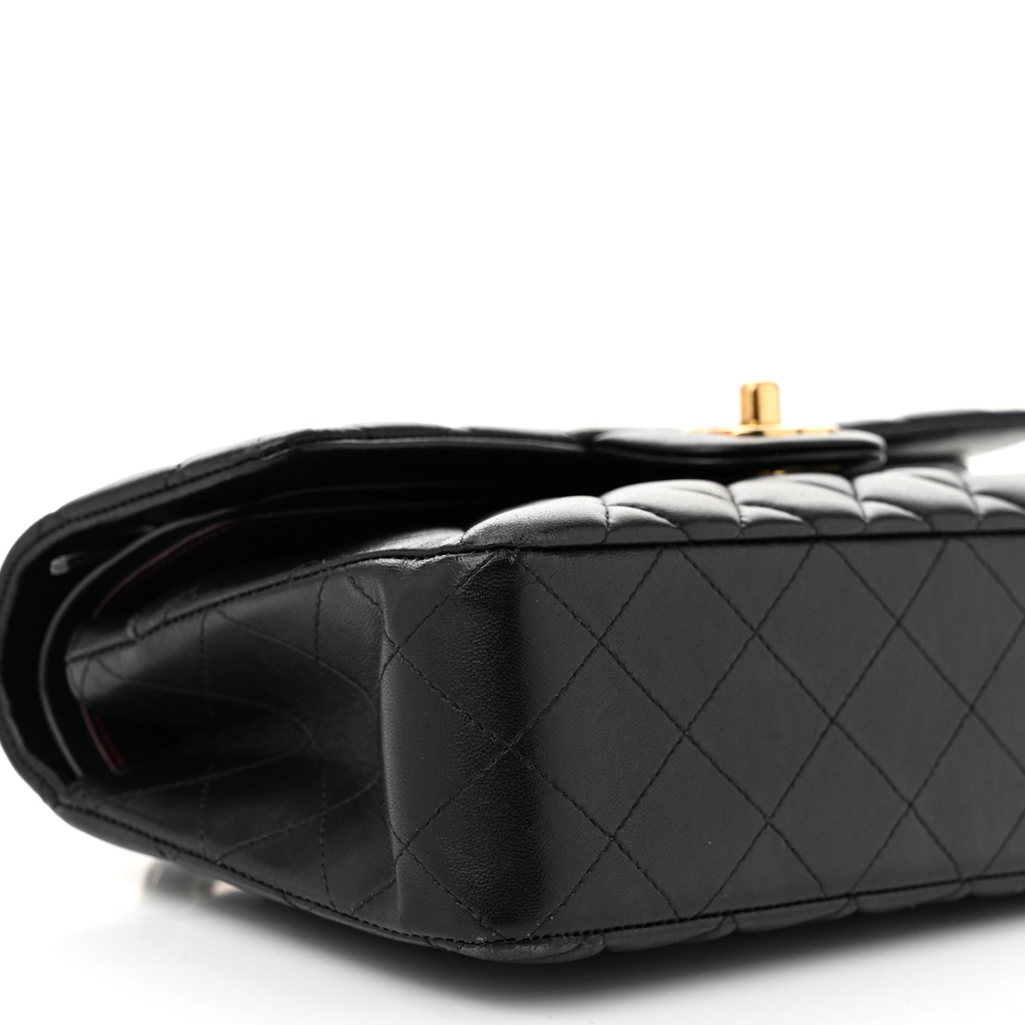 Lambskin Quilted Small Double Flap Black