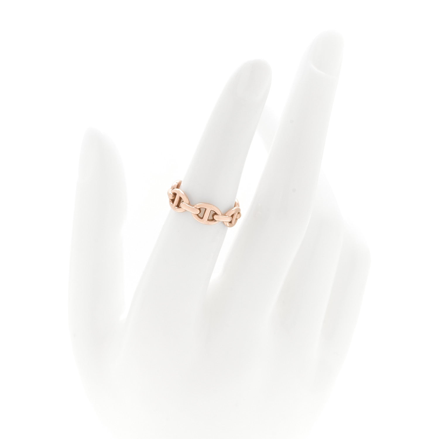 Hermes 18K Rose Gold PM Chaine d'Ancre Enchainee Ring 51 5.75 2 of 5
