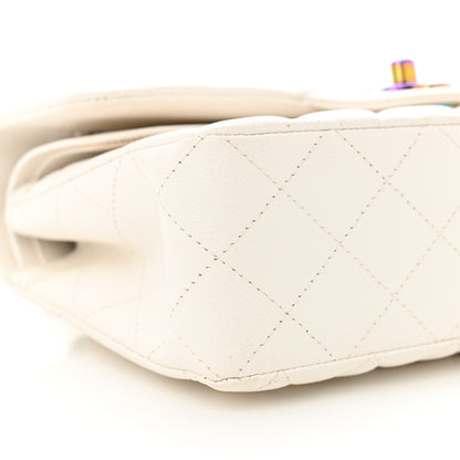 Chanel Caviar Quilted Rainbow CC Small Double Flap White 9 of 13
